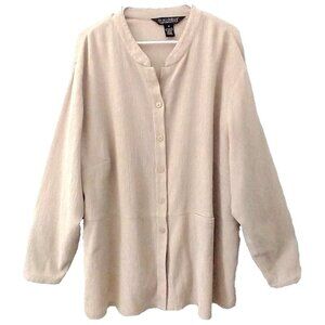 Dialogue Tunic Crinkle Cotton Blend Drop Shoulder Long Sleeves Relaxed Fit - 2X